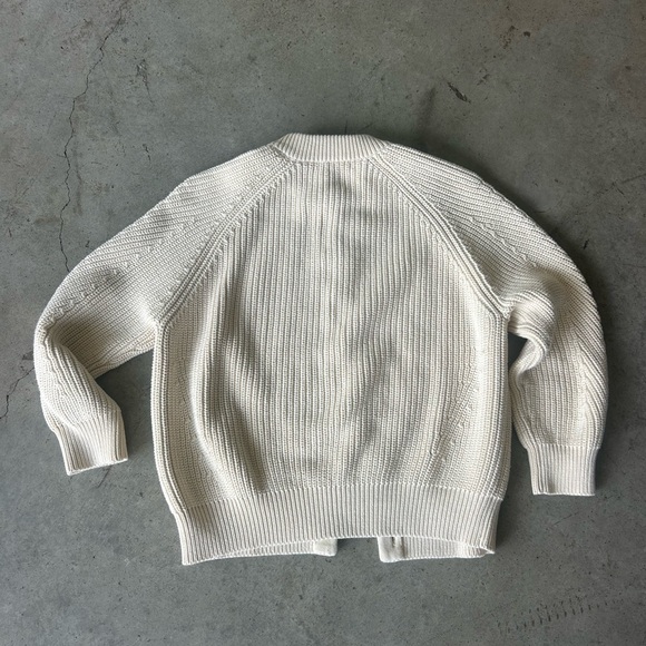 Demylee Women’s Classic Cream Button-Up Chunky Cotton Cardigan 3/4 Sleeve Size S - Picture 3 of 3